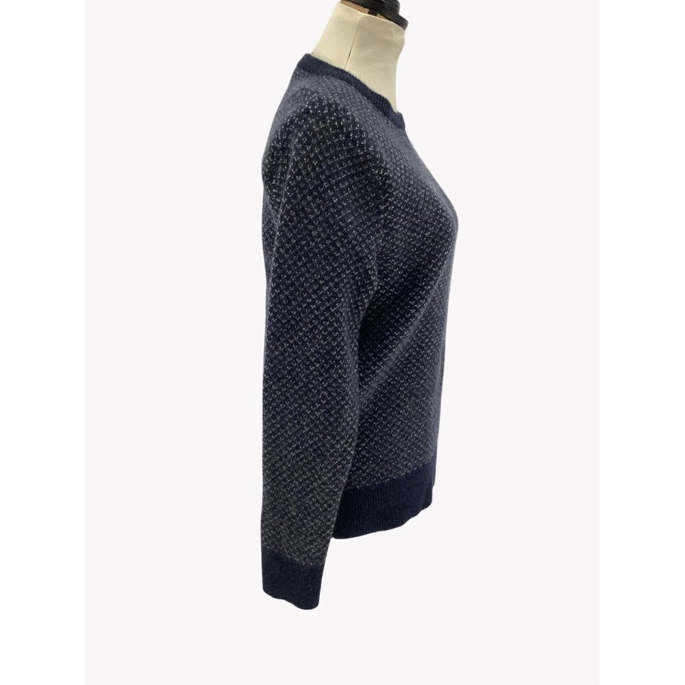 J. Crew Rugged Merino Wool Blend Crewneck Sweater L Blue/Navy - Picture 2 of 7